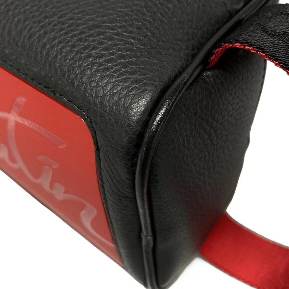 Auth CHRISTIAN LOUBOUTIN 1205142 Black Red Leather Clutch Bag - Picture 7 of 16